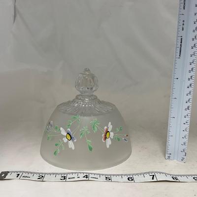 -67- Satin | Hand Painted Glass | Covered Butter Dish, Sugar & Creamer | Lidded Jar | Cruet