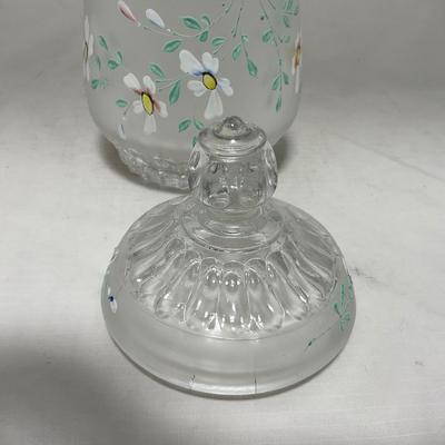 -67- Satin | Hand Painted Glass | Covered Butter Dish, Sugar & Creamer | Lidded Jar | Cruet