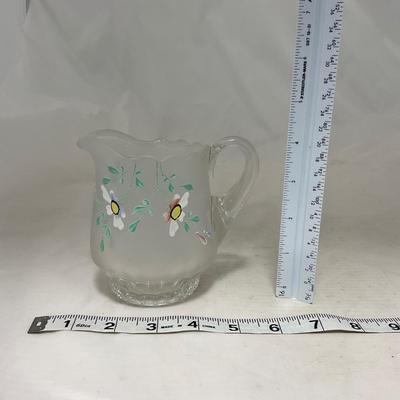 -67- Satin | Hand Painted Glass | Covered Butter Dish, Sugar & Creamer | Lidded Jar | Cruet