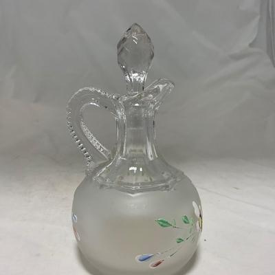 -67- Satin | Hand Painted Glass | Covered Butter Dish, Sugar & Creamer | Lidded Jar | Cruet