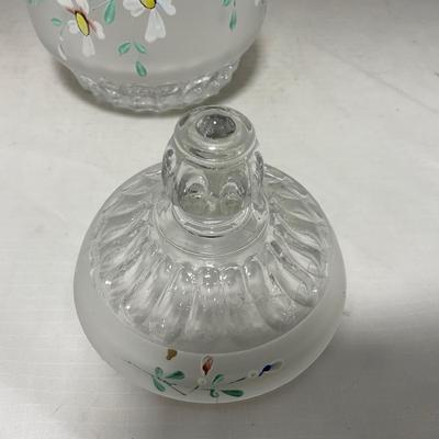 -67- Satin | Hand Painted Glass | Covered Butter Dish, Sugar & Creamer | Lidded Jar | Cruet