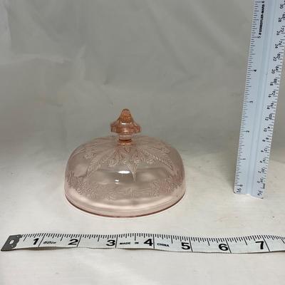 -68- Pink Depression Glass | Covered Butter Dish