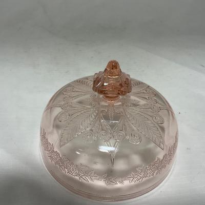 -68- Pink Depression Glass | Covered Butter Dish