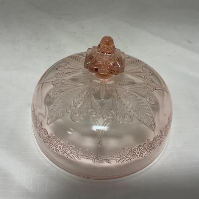 -68- Pink Depression Glass | Covered Butter Dish