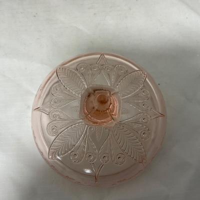 -68- Pink Depression Glass | Covered Butter Dish