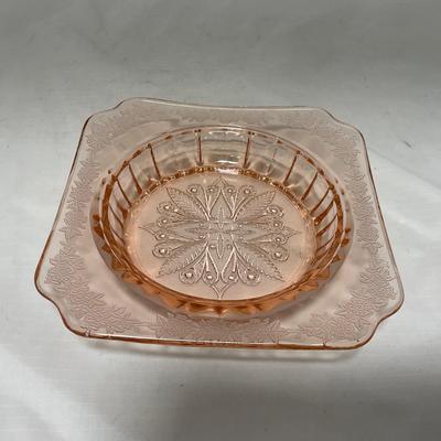 -68- Pink Depression Glass | Covered Butter Dish