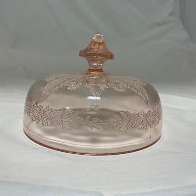 -68- Pink Depression Glass | Covered Butter Dish