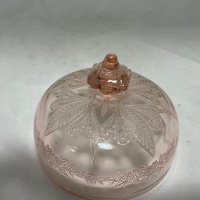 -68- Pink Depression Glass | Covered Butter Dish