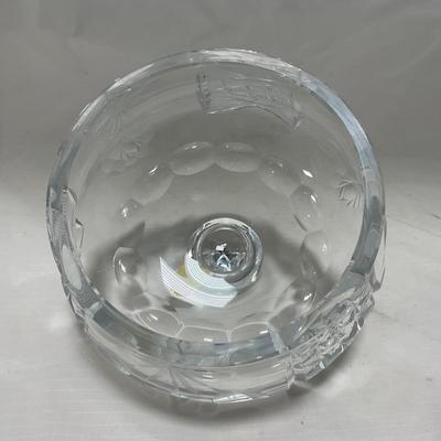 -69- Heavy Clear Glass | Cut Glass | Poland | Covered Butter Dish