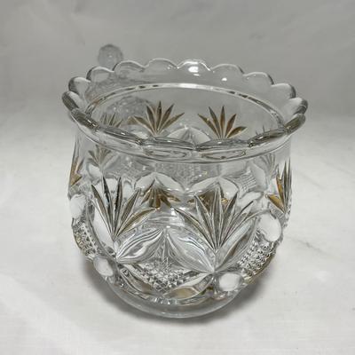 -70- Clear Glass & Gold Accents | Covered Butter Dish | Lidded Jar | Jar