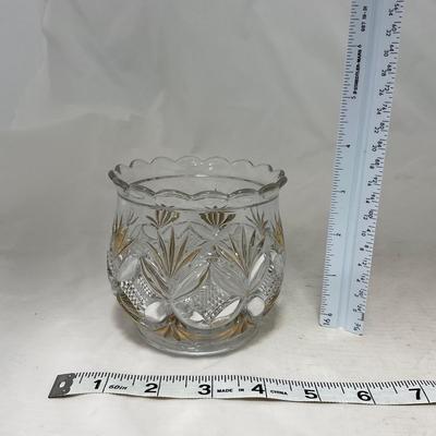 -70- Clear Glass & Gold Accents | Covered Butter Dish | Lidded Jar | Jar