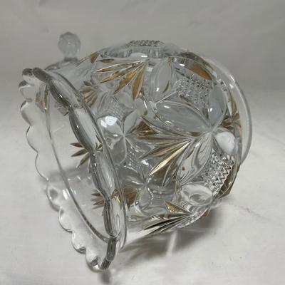 -70- Clear Glass & Gold Accents | Covered Butter Dish | Lidded Jar | Jar