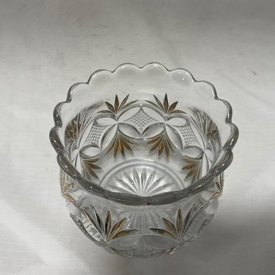 -70- Clear Glass & Gold Accents | Covered Butter Dish | Lidded Jar | Jar