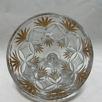 -70- Clear Glass & Gold Accents | Covered Butter Dish | Lidded Jar | Jar