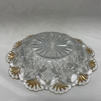 -70- Clear Glass & Gold Accents | Covered Butter Dish | Lidded Jar | Jar