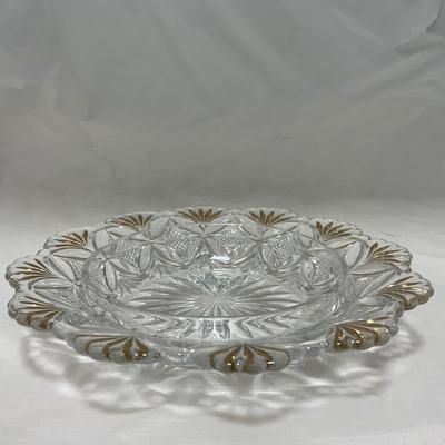 -70- Clear Glass & Gold Accents | Covered Butter Dish | Lidded Jar | Jar