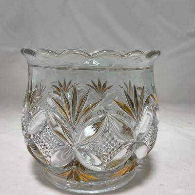 -70- Clear Glass & Gold Accents | Covered Butter Dish | Lidded Jar | Jar