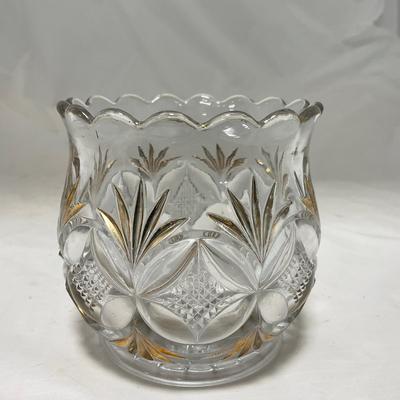 -70- Clear Glass & Gold Accents | Covered Butter Dish | Lidded Jar | Jar