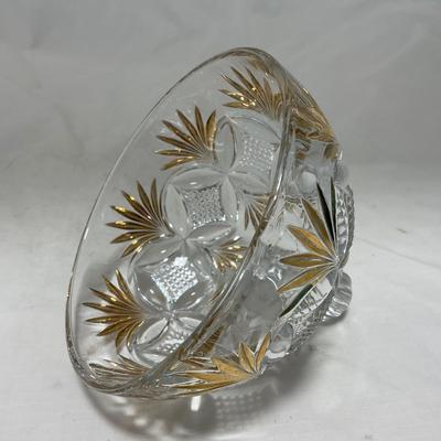 -70- Clear Glass & Gold Accents | Covered Butter Dish | Lidded Jar | Jar