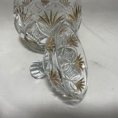 -70- Clear Glass & Gold Accents | Covered Butter Dish | Lidded Jar | Jar