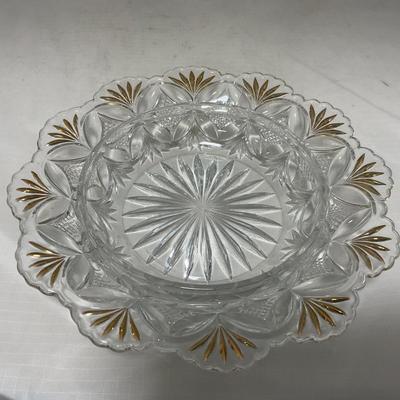 -70- Clear Glass & Gold Accents | Covered Butter Dish | Lidded Jar | Jar