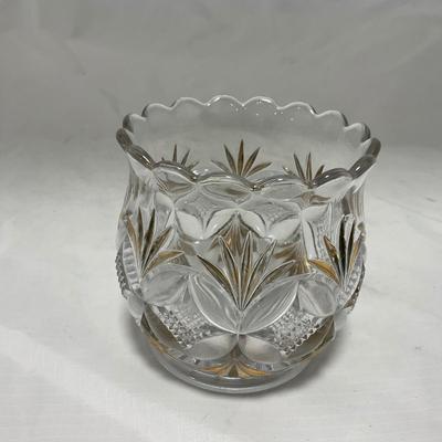 -70- Clear Glass & Gold Accents | Covered Butter Dish | Lidded Jar | Jar