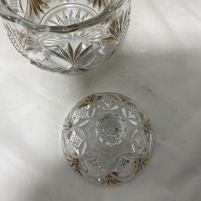 -70- Clear Glass & Gold Accents | Covered Butter Dish | Lidded Jar | Jar
