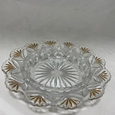 -70- Clear Glass & Gold Accents | Covered Butter Dish | Lidded Jar | Jar