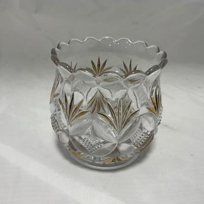 -70- Clear Glass & Gold Accents | Covered Butter Dish | Lidded Jar | Jar