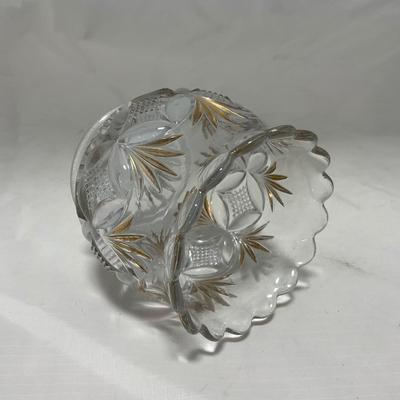 -70- Clear Glass & Gold Accents | Covered Butter Dish | Lidded Jar | Jar