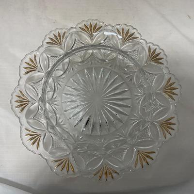-70- Clear Glass & Gold Accents | Covered Butter Dish | Lidded Jar | Jar
