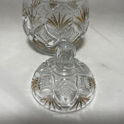 -70- Clear Glass & Gold Accents | Covered Butter Dish | Lidded Jar | Jar