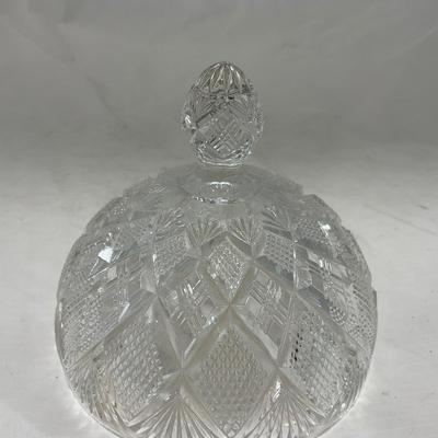 -71- Clear Glass | Diamond Pattern | Covered Butter Dish
