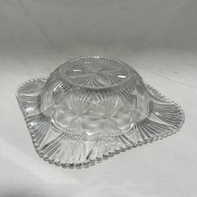 -71- Clear Glass | Diamond Pattern | Covered Butter Dish