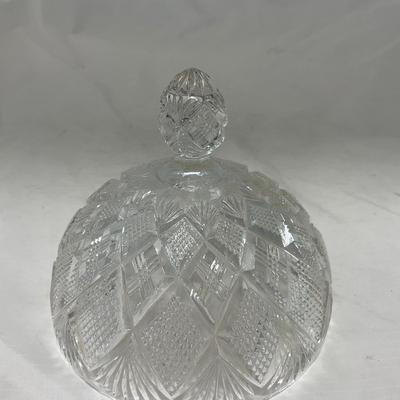 -71- Clear Glass | Diamond Pattern | Covered Butter Dish
