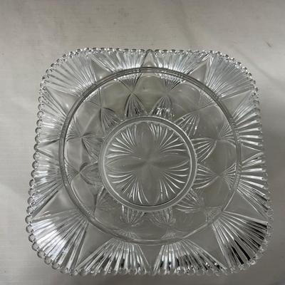 -71- Clear Glass | Diamond Pattern | Covered Butter Dish