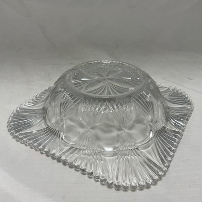 -71- Clear Glass | Diamond Pattern | Covered Butter Dish
