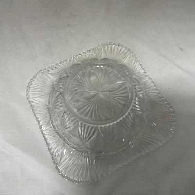-71- Clear Glass | Diamond Pattern | Covered Butter Dish