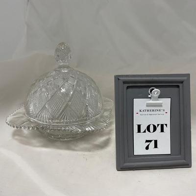 -71- Clear Glass | Diamond Pattern | Covered Butter Dish