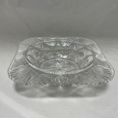 -71- Clear Glass | Diamond Pattern | Covered Butter Dish