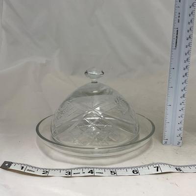 -72- Heavy Clear Glass | Covered butter Dish