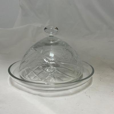 -72- Heavy Clear Glass | Covered butter Dish