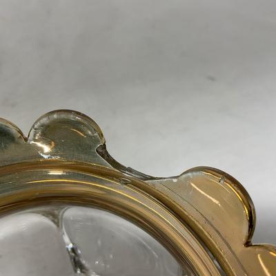 -73- Heavy Clear & Gold Accents | Covered Butter Dish | Lidded Jar