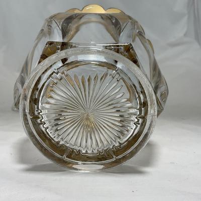 -73- Heavy Clear & Gold Accents | Covered Butter Dish | Lidded Jar
