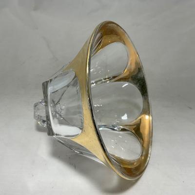 -73- Heavy Clear & Gold Accents | Covered Butter Dish | Lidded Jar