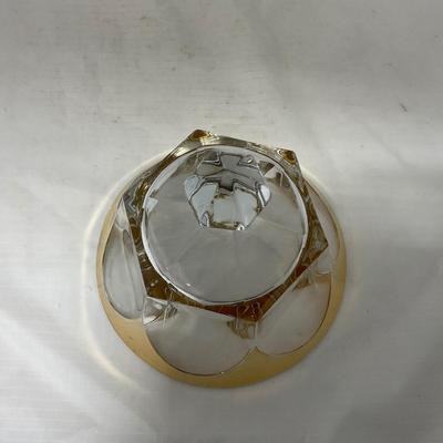 -73- Heavy Clear & Gold Accents | Covered Butter Dish | Lidded Jar