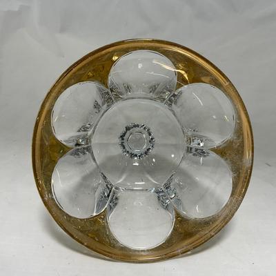 -73- Heavy Clear & Gold Accents | Covered Butter Dish | Lidded Jar