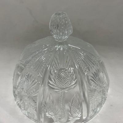 -74- Clear Glass | Intricate Pattern | Covered Butter Dish