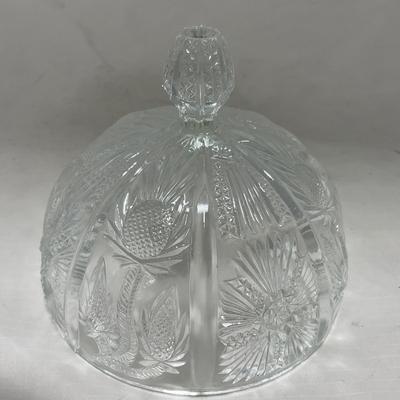 -74- Clear Glass | Intricate Pattern | Covered Butter Dish