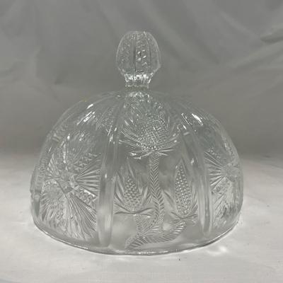 -74- Clear Glass | Intricate Pattern | Covered Butter Dish